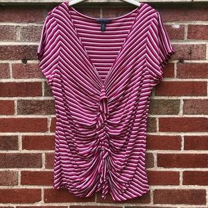 Banana Republic striped gathered ruffle top